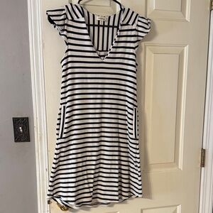 Monteau Black and White Striped Maxi Dress